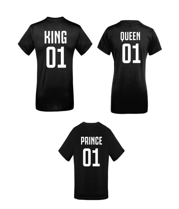 Set tricouri de familie King 01, Queen 01 si Prince 01 negru
