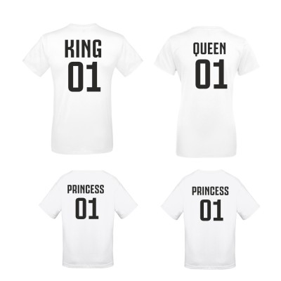 Set-uri de tricouri pentru familie pe alb sau pe negru King 01, Queen 01, Prince 01 si Princess 01 Set-uri de tricouri pentru familie pe alb sau pe negru King 01, Queen 01, Prince 01 si Princess 01