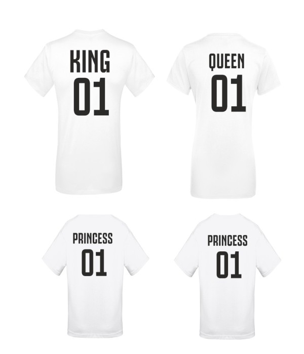 Set-uri de tricouri pentru familie pe alb sau pe negru King 01, Queen 01, Prince 01 si Princess 01 Set-uri de tricouri pentru familie pe alb sau pe negru King 01, Queen 01, Prince 01 si Princess 01