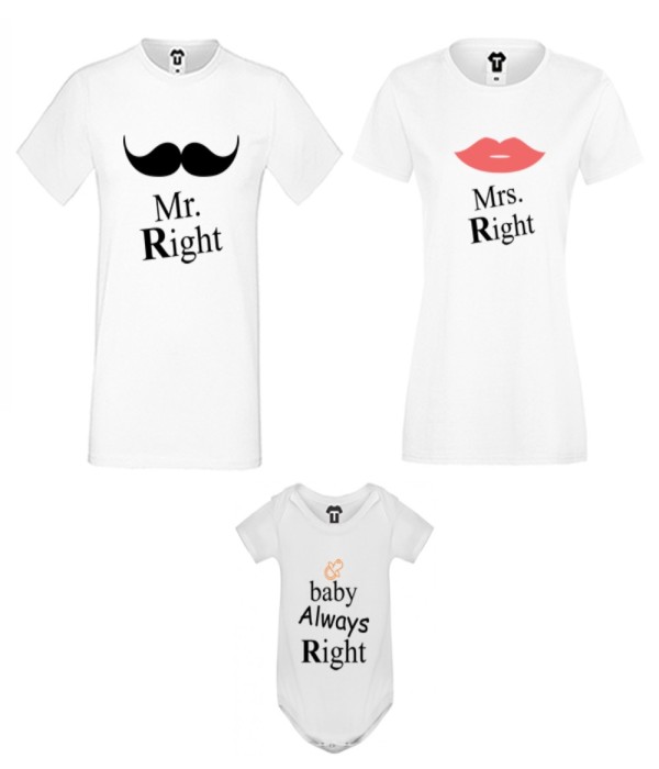 Set-uri de tricouri pentru familie pe alb sau pe negru Baby Always Right 2019 Set-uri de tricouri pentru familie pe alb sau pe negru Baby Always Right 2019