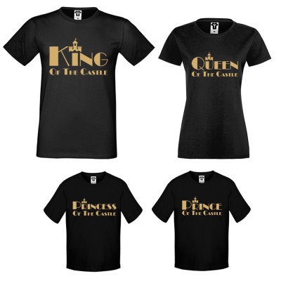 Set-uri de tricouri pentru familie pe alb sau pe negru King, Queen, Prince and Princess of the castle Set-uri de tricouri pentru familie pe alb sau pe negru King, Queen, Prince and Princess of the castle