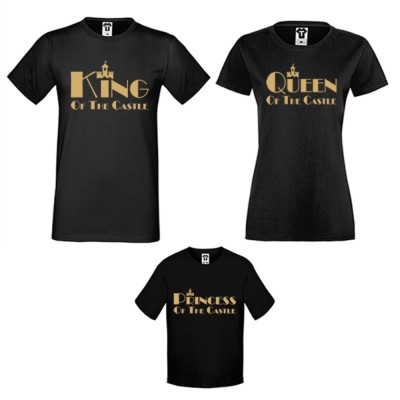 Set-uri de tricouri pentru familie pe alb sau pe negru King, Queen and Princess of the castle Set-uri de tricouri pentru familie pe alb sau pe negru King, Queen and Princess of the castle