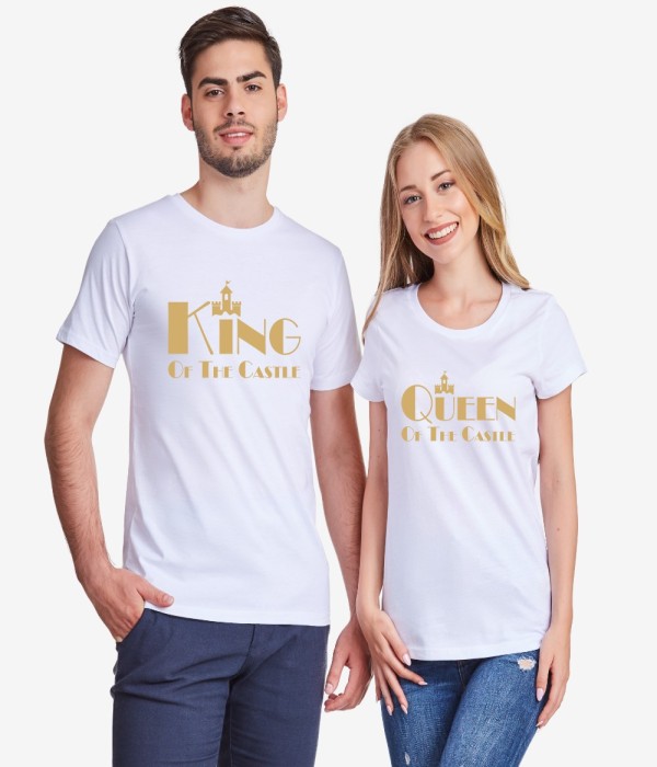 Tricouri pentru cupluri pe alb sau pe negru King and Queen of the castle negru