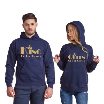 Hanorace pentru cupluri pe gri sau pe albastru inchis King and Queen of the castle gri Hanorace pentru cupluri pe gri sau pe albastru inchis King and Queen of the castle gri
