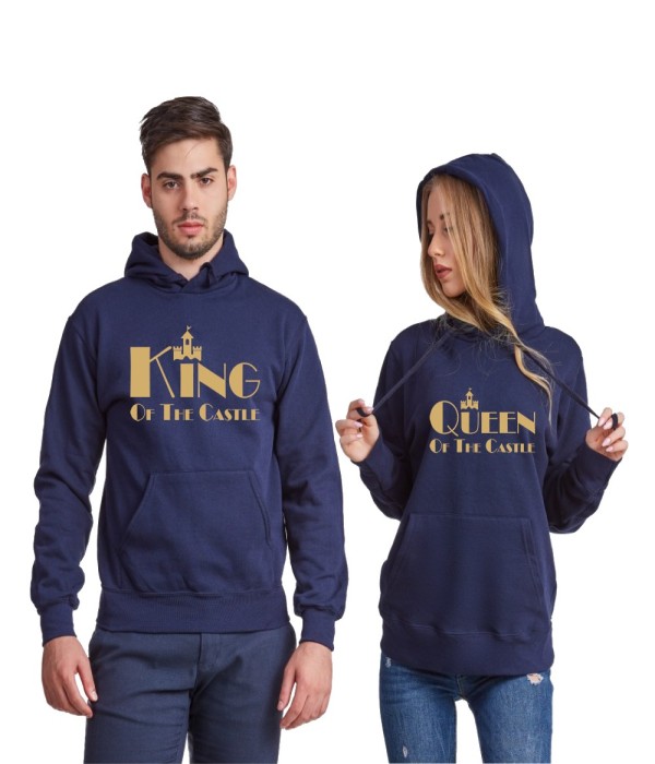 Hanorace pentru cupluri pe gri sau pe albastru inchis King and Queen of the castle gri Hanorace pentru cupluri pe gri sau pe albastru inchis King and Queen of the castle gri
