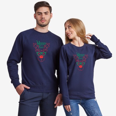 Bluze pentru cupluri pe gri sau albastru inchis Merry Christmas Couple