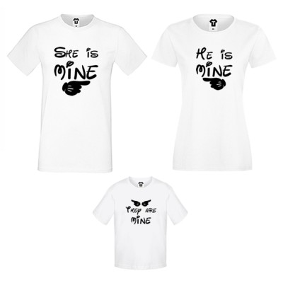 Set-uri de tricouri pentru familie pe alb sau pe negru They are Mine
