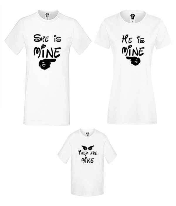 Set-uri de tricouri pentru familie pe alb sau pe negru They are Mine