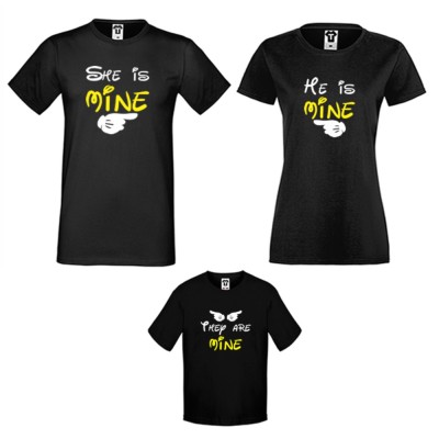 Set-uri de tricouri pentru familie pe alb sau pe negru They are Mine