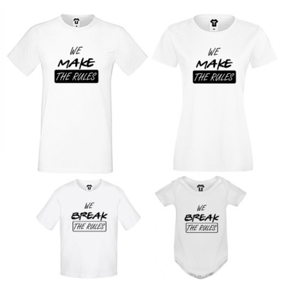 Set-uri de tricouri pentru familie pe alb sau pe negru We break the rules Set-uri de tricouri pentru familie pe alb sau pe negru We break the rules