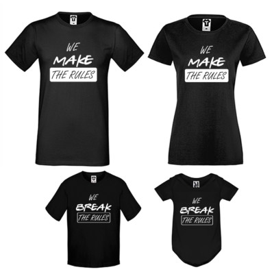 Set-uri de tricouri pentru familie pe alb sau pe negru We break the rules Set-uri de tricouri pentru familie pe alb sau pe negru We break the rules