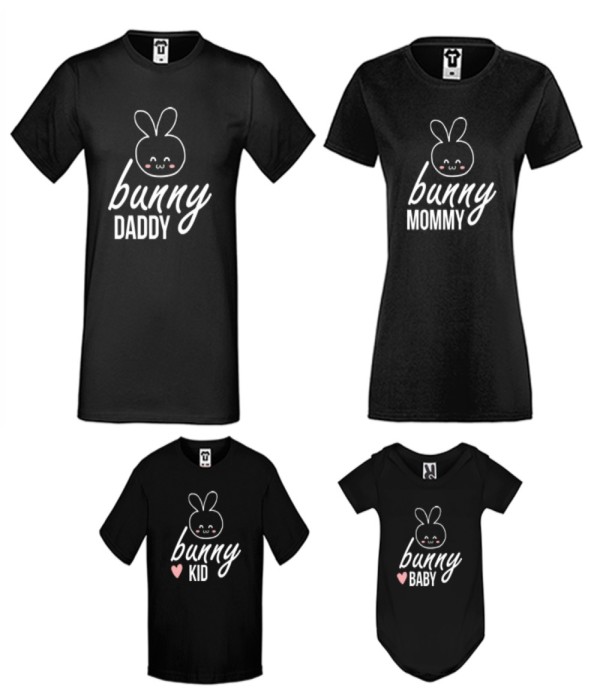Set pentru familie pe alb sau negru Bunny Family Set pentru familie pe alb sau negru Bunny Family