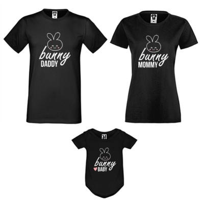 Set pentru familie pe alb sau negru Bunny Daddy, Mommy and baby