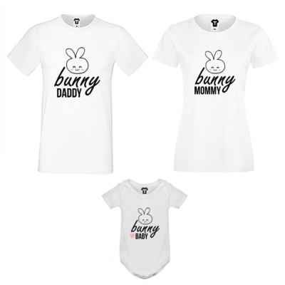 Set pentru familie pe alb sau negru Bunny Daddy, Mommy and baby