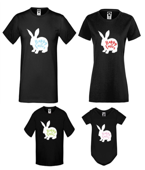 Set pentru familie pe alb sau negru Happy Easter Family Set pentru familie pe alb sau negru Happy Easter Family