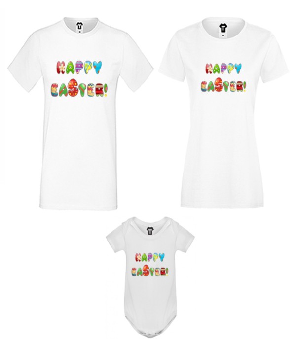 Set mama, tata si copil Happy Easter colorful Set mama, tata si copil Happy Easter colorful