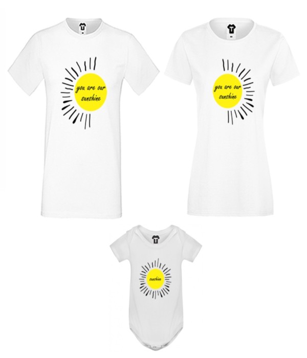 Set pentru familie pe alb sau negru You are our baby sunshine Set pentru familie pe alb sau negru You are our baby sunshine