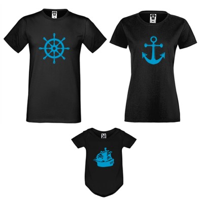 Set pentru familie pe alb si negru Anchor, Rudder and Ship Set pentru familie pe alb si negru Anchor, Rudder and Ship