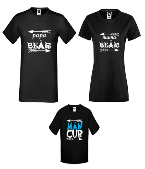 Set tricouri pentru familie pe alb sau negru Bear Family Set tricouri pentru familie pe alb sau negru Bear Family