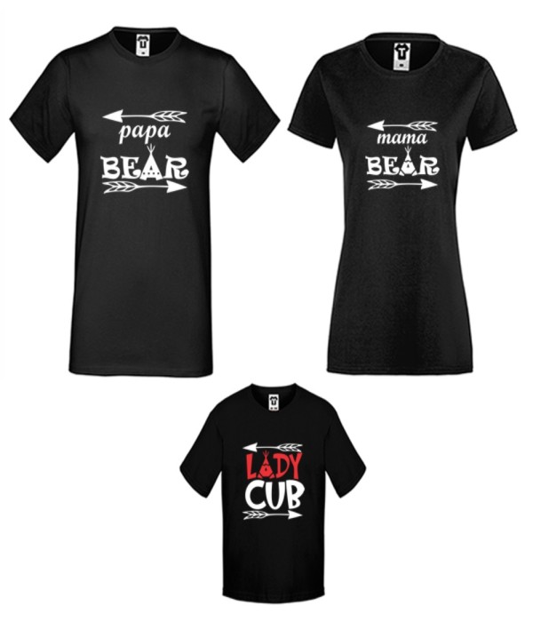 Set tricouri pentru familie pe alb sau negru Bear Family Set tricouri pentru familie pe alb sau negru Bear Family