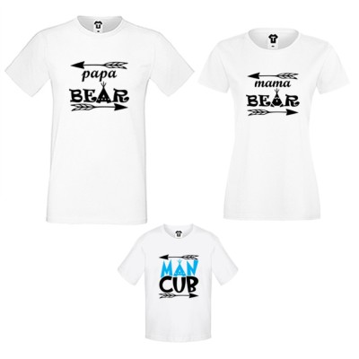 Set tricouri pentru familie pe alb sau negru Bear Family Set tricouri pentru familie pe alb sau negru Bear Family