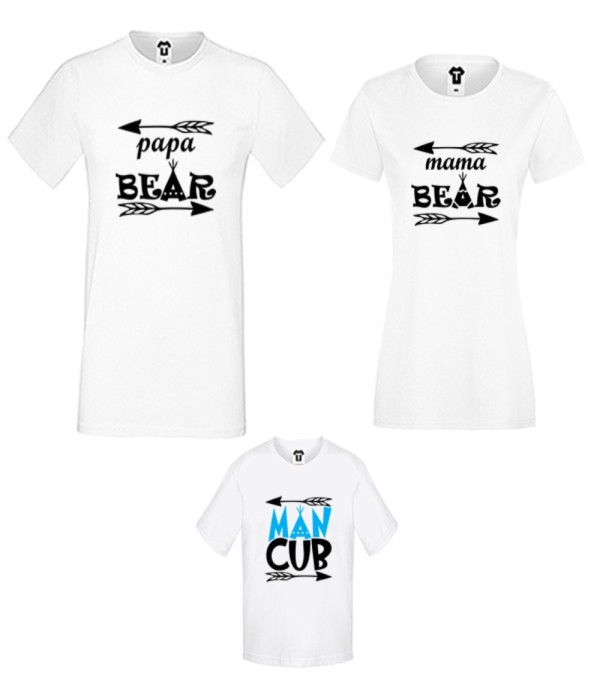Set tricouri pentru familie pe alb sau negru Bear Family Set tricouri pentru familie pe alb sau negru Bear Family