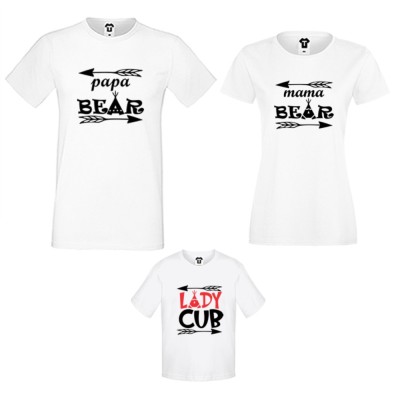 Set tricouri pentru familie pe alb sau negru Bear Family Set tricouri pentru familie pe alb sau negru Bear Family