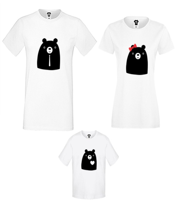 Set tricouri pentru familie pe alb sau negru Big Bears Set tricouri pentru familie pe alb sau negru Big Bears