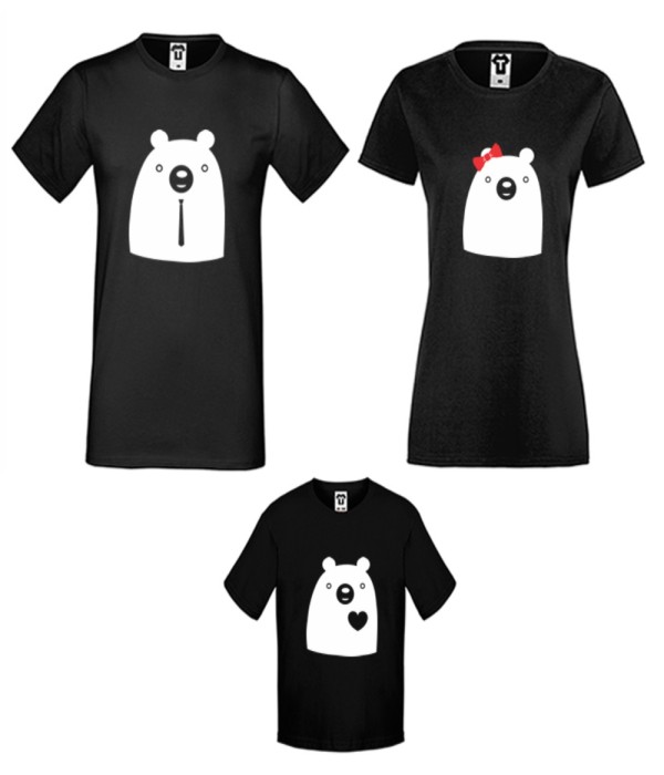 Set tricouri pentru familie pe alb sau negru Big Bears Set tricouri pentru familie pe alb sau negru Big Bears