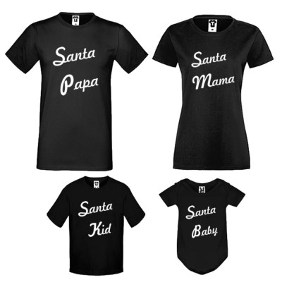 Set tricouri pentru familie pe alb sau negru Santa Family Set tricouri pentru familie pe alb sau negru Santa Family