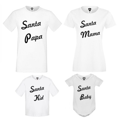 Set tricouri pentru familie pe alb sau negru Santa Family Set tricouri pentru familie pe alb sau negru Santa Family
