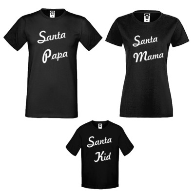 Set tricouri pentru familie pe alb sau pe negru Santa Family Set tricouri pentru familie pe alb sau pe negru Santa Family