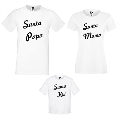 Set tricouri pentru familie pe alb sau pe negru Santa Family Set tricouri pentru familie pe alb sau pe negru Santa Family