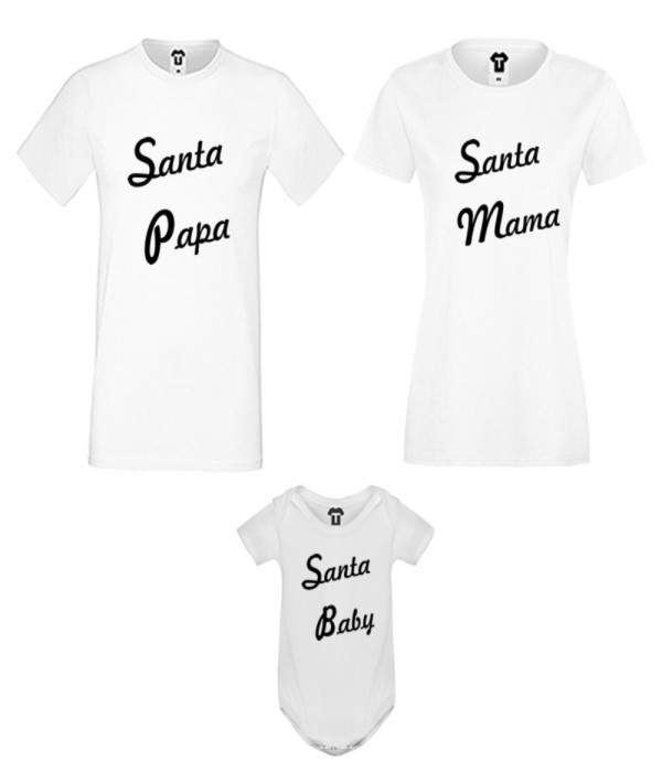 Set tricouri pentru familie pe alb sau negru Santa Family