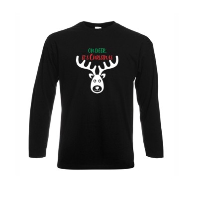 Tricou de barbat cu maneca lunga pe alb sau negru Oh Deer it's Christmas Tricou de barbat cu maneca lunga pe alb sau negru Oh Deer it's Christmas