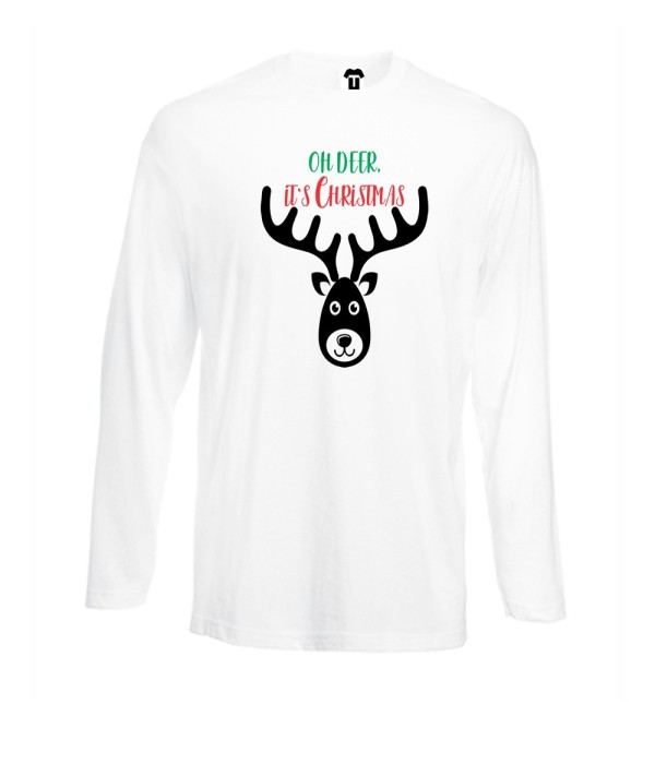 Tricou de barbat cu maneca lunga pe alb sau negru Oh Deer it's Christmas Tricou de barbat cu maneca lunga pe alb sau negru Oh Deer it's Christmas