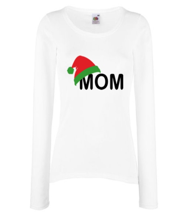 Tricou de femei cu maneca lunga pe alb sau negru Christmas Hat