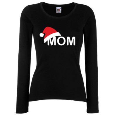 Tricou de femei cu maneca lunga pe alb sau negru Christmas Hat