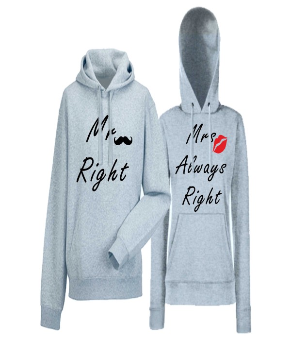 Hanorace pentru Cupluri Mr Mrs Always Right 