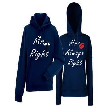 Hanorace pentru Cupluri Mr Mrs Always Right navy Hanorace pentru Cupluri Mr Mrs Always Right navy