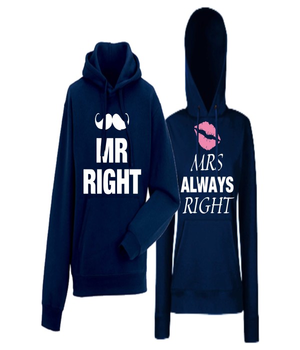 Hanorace pentru Cupluri Mr Mrs Always Right 2 navy Hanorace pentru Cupluri Mr Mrs Always Right 2 navy