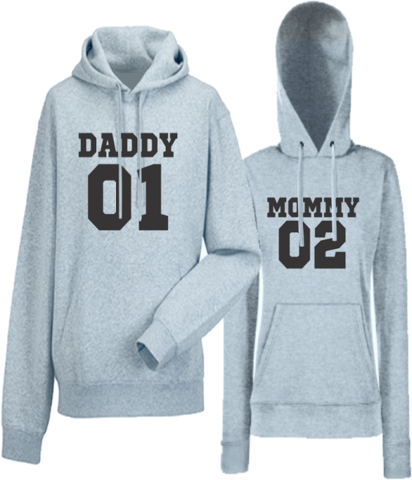 Hanorace pentru Cupluri Daddy 01 Mommy 02 Hanorace pentru Cupluri Daddy 01 Mommy 02