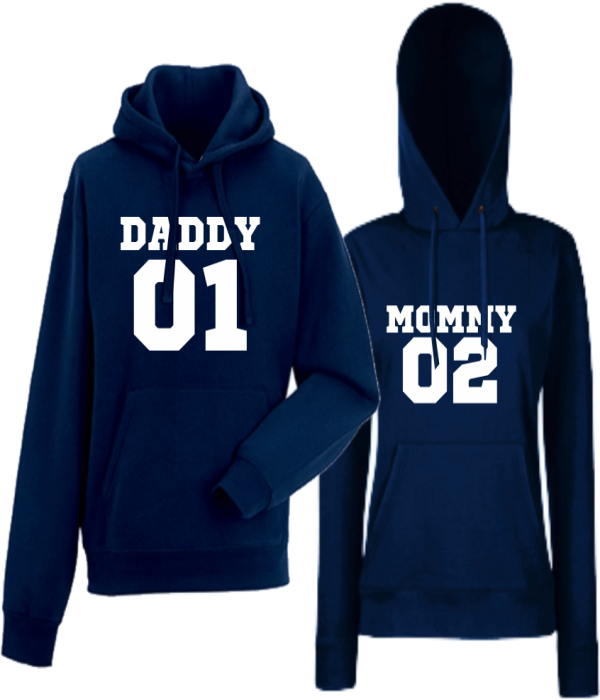 Hanorace pentru Cupluri Daddy 01 Mommy 02 Hanorace pentru Cupluri Daddy 01 Mommy 02