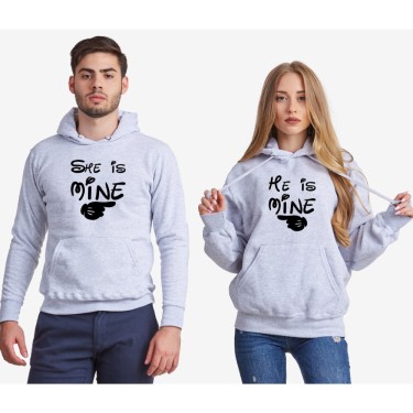 Hanorace pentru cupluri pe gri sau pe albastru inchis He is mine - She is mine Hanorace pentru cupluri pe gri sau pe albastru inchis He is mine - She is mine