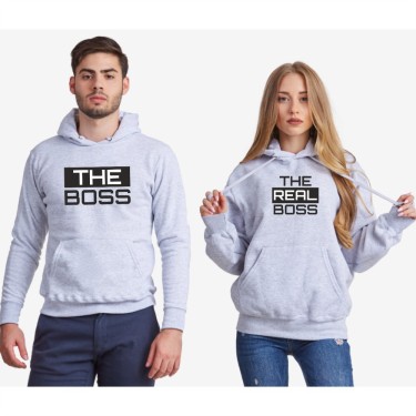 Hanorace pentru cuplu The Real Boss 2019 gri Hanorace pentru cuplu The Real Boss 2019 gri