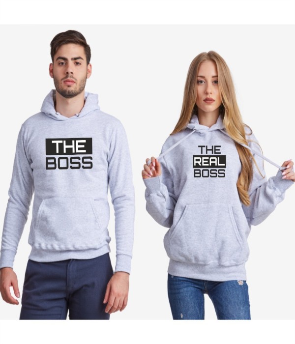 Hanorace pentru cuplu The Real Boss 2019 gri Hanorace pentru cuplu The Real Boss 2019 gri