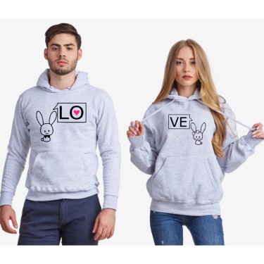 Hanorace pentru cuplu LO-VE Bunny 2019 gri