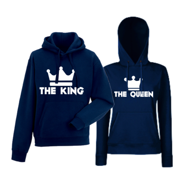 Set hanorace pentru cupluri albastru inchis The King