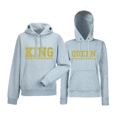 Set hanorace pentru cupluri gri King - Queen Set hanorace pentru cupluri gri King - Queen