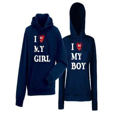 Hanorace pentru Cupluri I LOVE MY BOYGIRL navy Hanorace pentru Cupluri I LOVE MY BOYGIRL navy